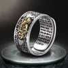 Thai Silver Feng Shui Pixiu Lucky Mantra Adjustable Ring